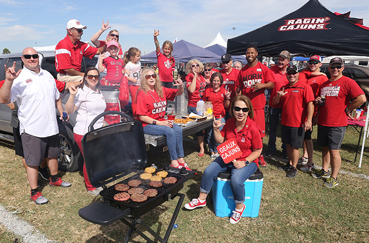 Louisiana Ragin Cajuns fan tailgating at Cajun Field