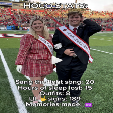 Homecoming Queen and King bow on the football field